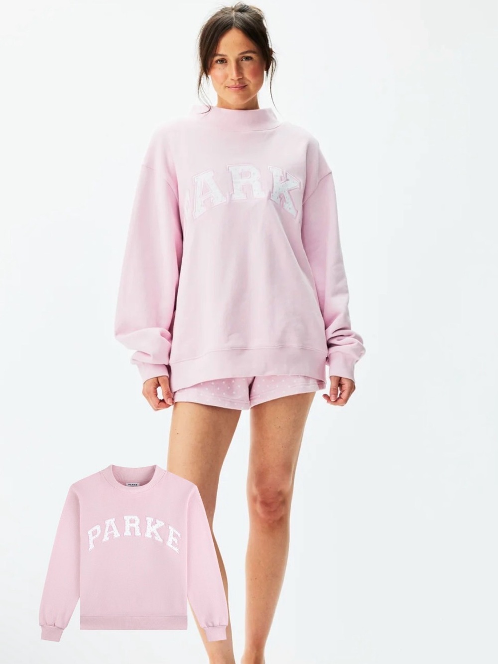 NWT PARKE Polka Dot Letter Varsity Mockneck Size XXL